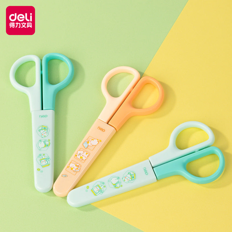 DELI Pointed Tip 12cm Student Kids Scissors with Sheath 2 Pack