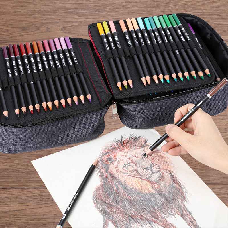 H&B 180 Colored Pencils Kit Oil Based with Zipper Storage Case - TTpen