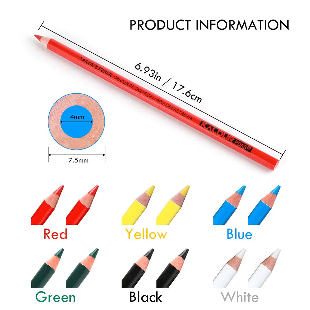 KALOUR 12 PCS Tailors Pencil Set Sewing Fabric Pencils