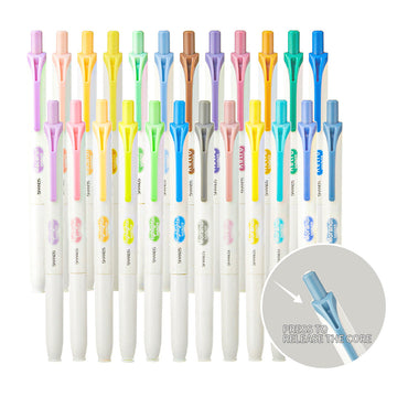 24 Colors Click Pastel Morandi Highlighters for Note Taking Journaling