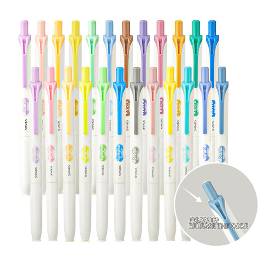 24 Colors Click Pastel Morandi Highlighters for Note Taking Journaling