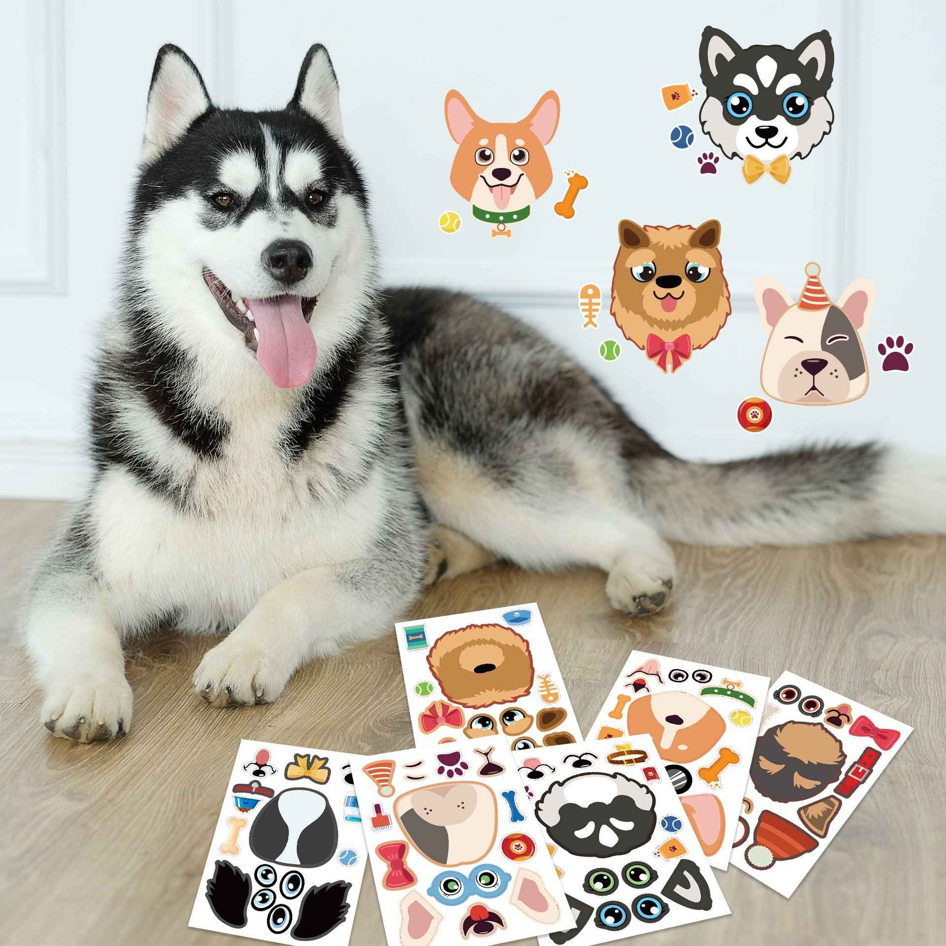 24 Sheets Cartoon Dog Make Your Own Stickers for Kids - TTpen