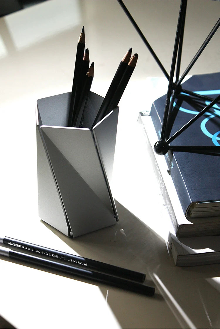 Modern Aluminum Twist Pen Holder - Minimalist Desktop Organizer
