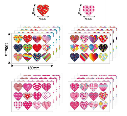 192pcs Valentine's Day Stickers 1.5 inch Heart Shape Labels - TTpen