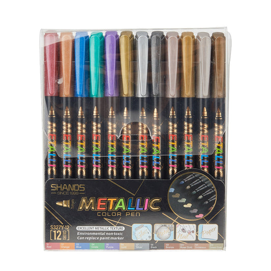 SHANDS 12 Colors Metallic Watercolor Marker Pens
