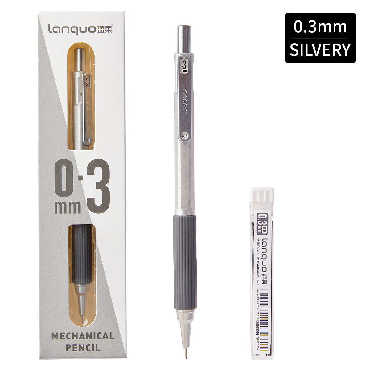 Low-Center Gravity Metal Mechanical Pencil with Leads Set 0.3mm/0.5mm