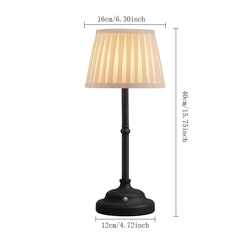 Portables Cordless Table Lamp Fabric Shade Rechargeable Desk Lamp