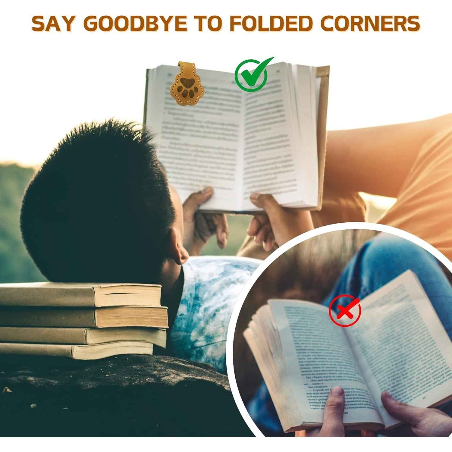 3PCS Paw Shaped Magnetic Leather Bookmarks for Pet Lovers