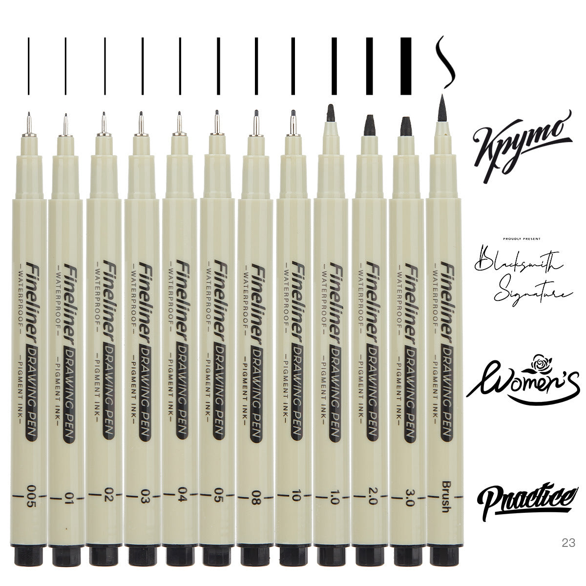 SHANDS 12-Pack Black Ink Fineliner Drawing Pens