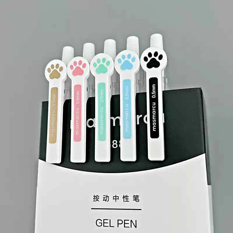 Kawaii Cat Gel Pen 0.5mm Black Ink Ballpoint Pens 10 Pack