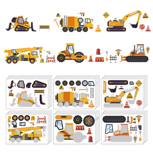 24 Sheets Engineering Vehicles Make Your Own Stickers for Kids - TTpen