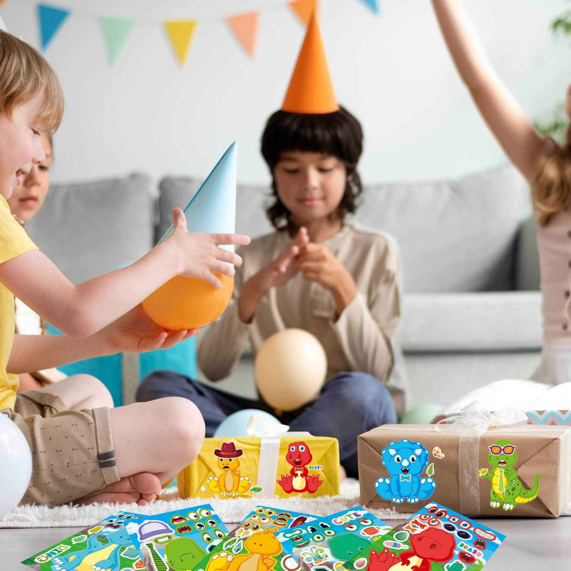 32 Sheets Cartoon Dinosaur Theme Make Your Own Stickers for Kids - TTpen