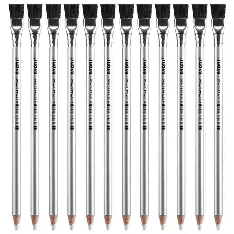 NYONI Detail Sketch Eraser Pencil with Brush 12 Pack