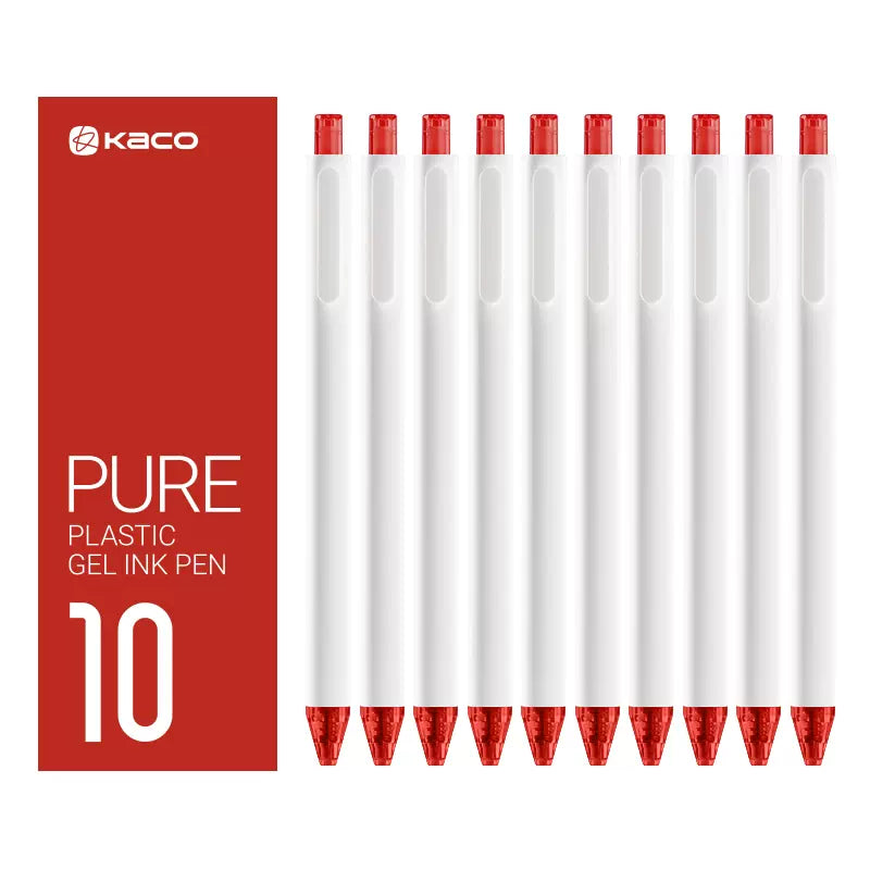 Kaco Pure Soft Touch Candy Series Gel Pens- Pack of 10 0.5mm Red