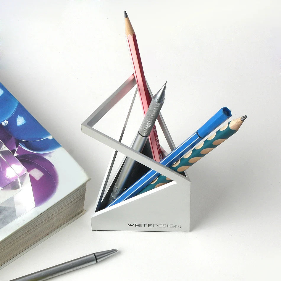 Architectural Aluminum Pen Holder - Modern Desktop Organizer
