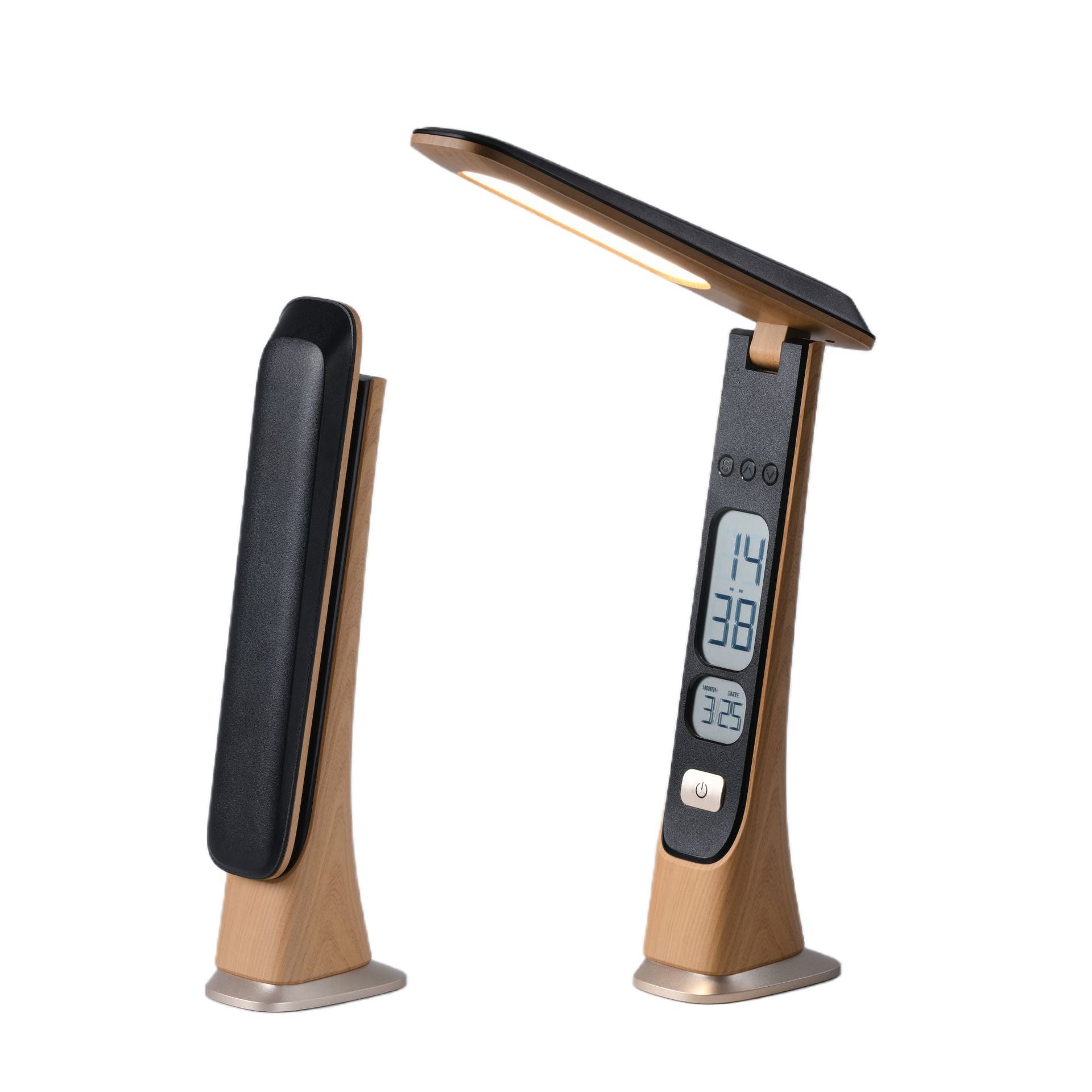 Foldable Portable Cordless Table Desk LED Lamp with Clock Calendar