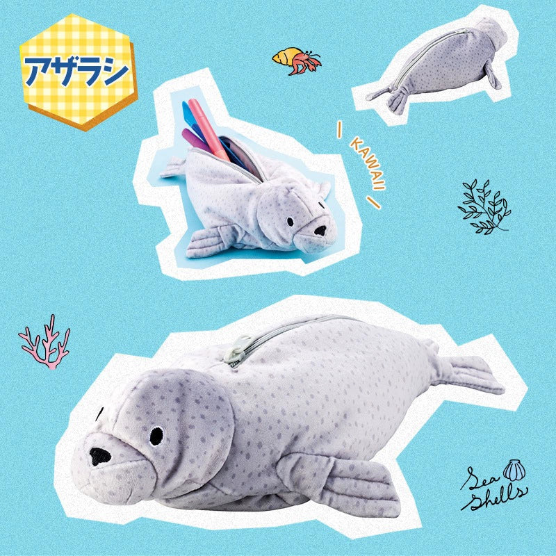 SetoCraft Japan Ocean Animal Plush Pencil Case Whale/Seal/Frog/Axolotl