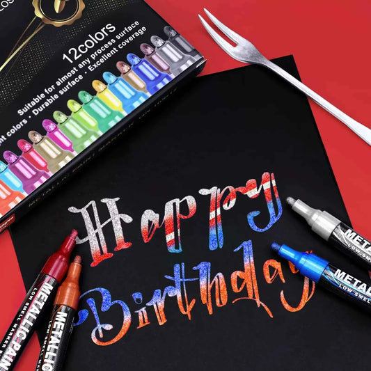 Guangna 169 Metallic Paint Marker Pens Oil-Based – 12-Color