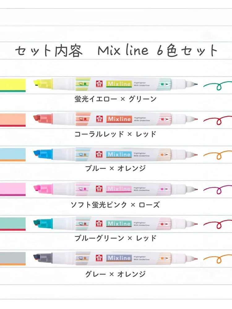 SAKURA Mixline Highlighter Marker Pens 3 Color Set