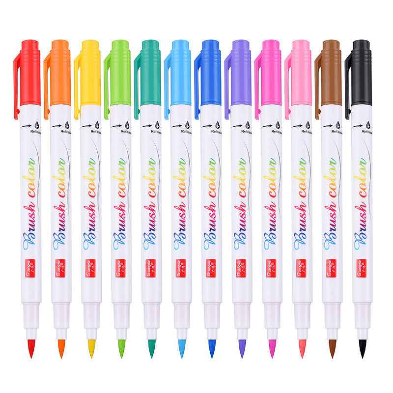 Guangna Flexible Brush Tip Marker Pens for Journaling Calligraphy 12 Color