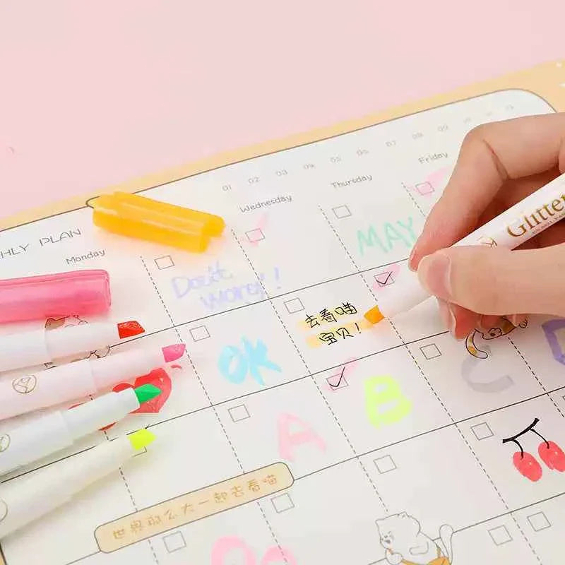 Guangna 6621 Glitter Highlighters Markers,12 Pack,Candy Colors