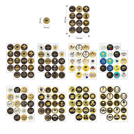 192pcs Congrats Graduation Stickers 1.5 inch Round Labels - TTpen