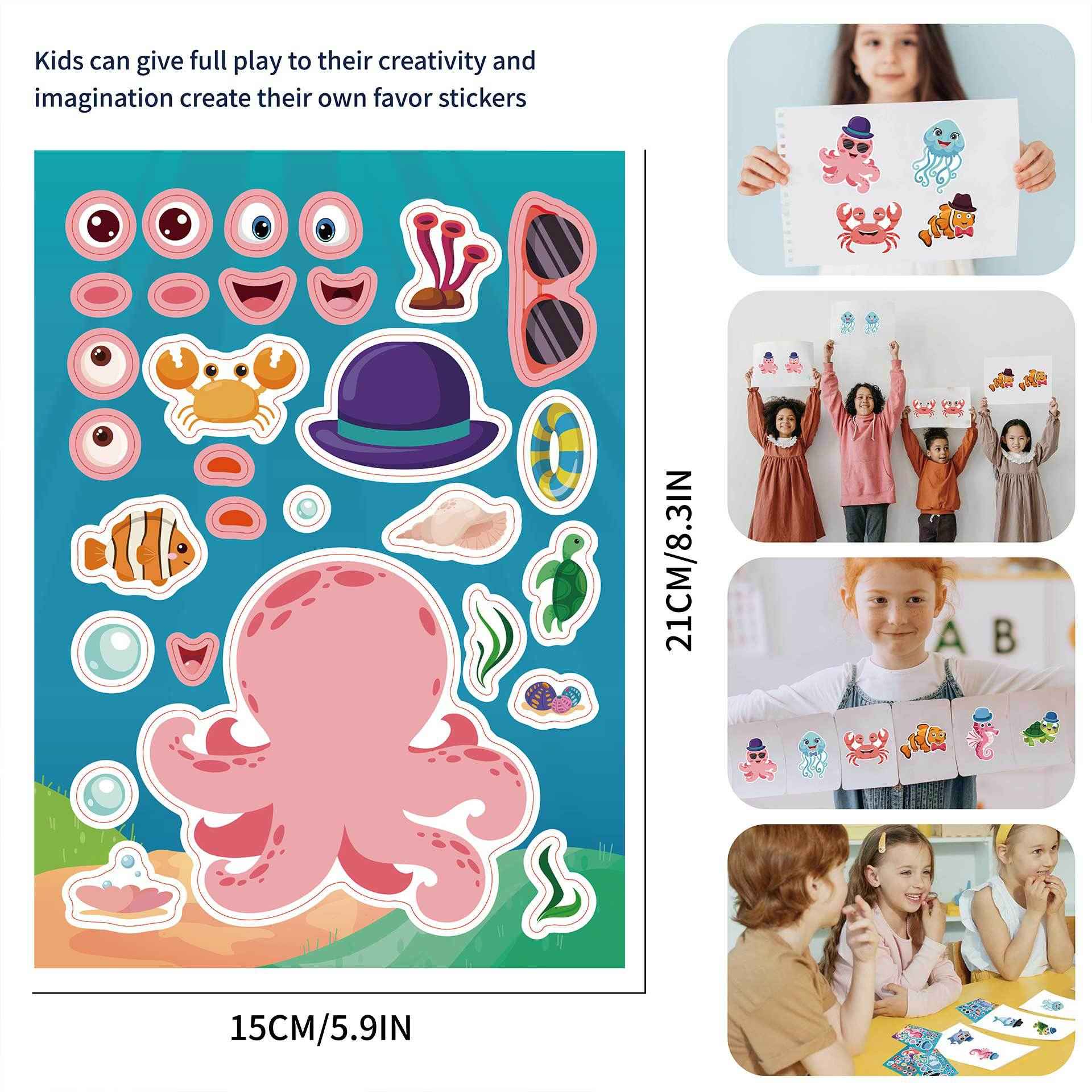 32 Sheets Sea Animals Make Your Own Stickers for Kids - TTpen
