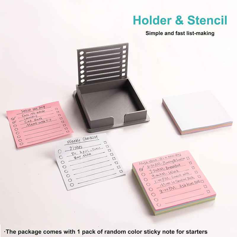 Sticky Note Holder with Stencil 3x3 with 4 Color Sticky Notes