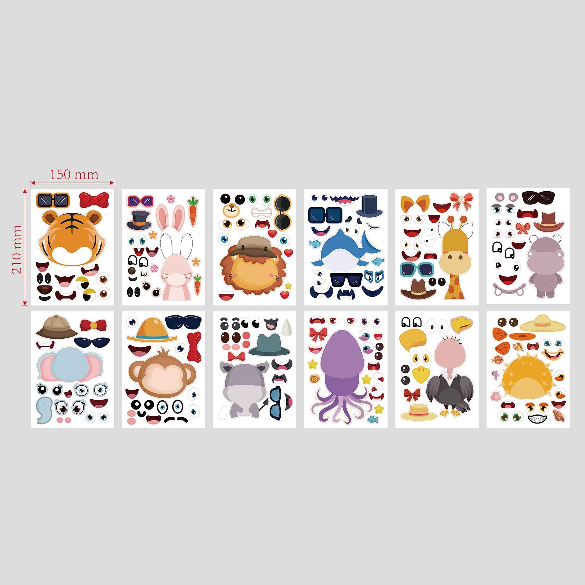 24 Sheets Wildlife Animals Make Your Own Stickers for Kids - TTpen