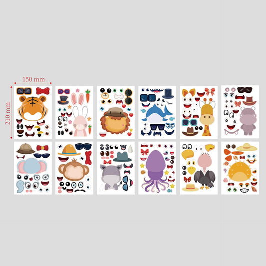 24 Sheets Wildlife Animals Make Your Own Stickers for Kids - TTpen