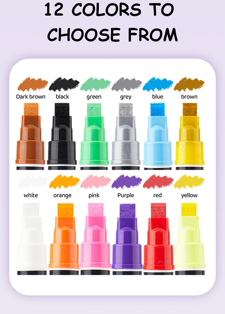 12 Colors Jumbo 10mm Broad Tip Acrylic Paint Markers