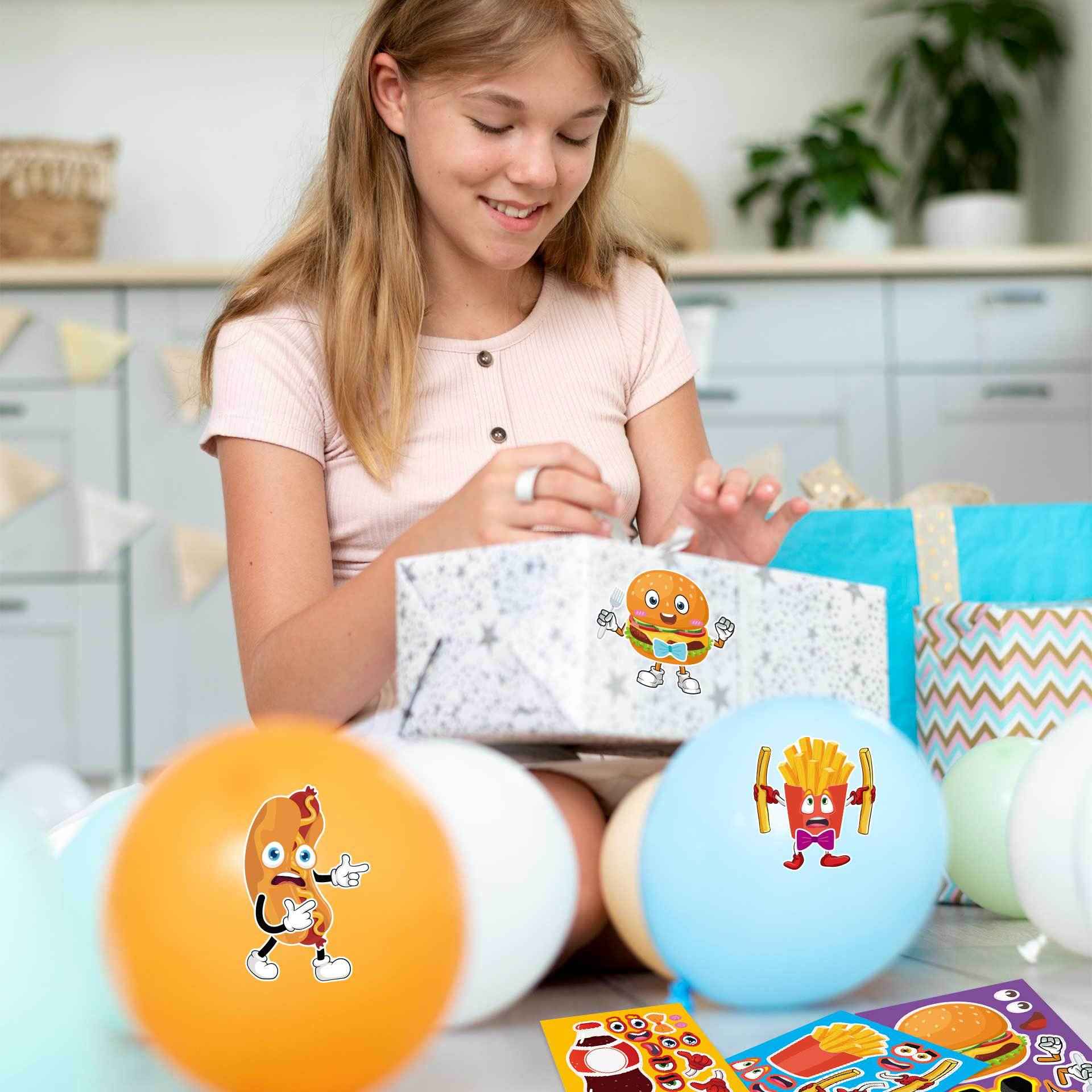 32 Sheets Food Theme Make Your Own Stickers for Kids Birthday Party - TTpen