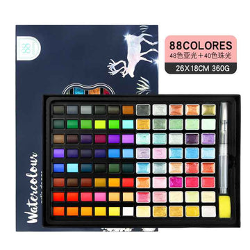 88 Colors Watercolor Paint Set Metallic Glitter Color - TTpen