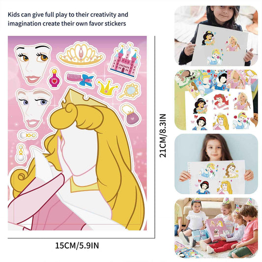 32Pcs Cartoon Princess Make a Face Stickers for Kids Girls - TTpen