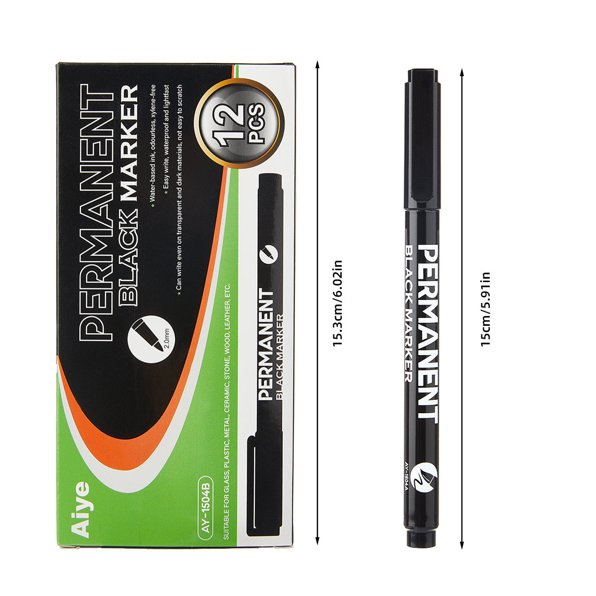 12pcs Industrial Oil-Based Permanet White Black Marker Pens
