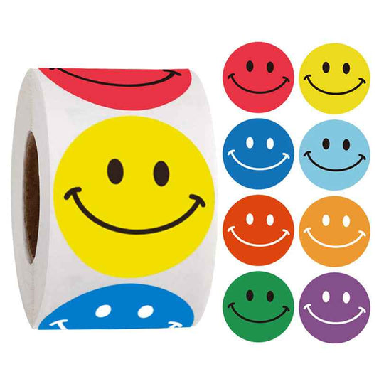 500pcs Happy Smile Face Reward Stickers,1 inch,8 Colors - TTpen