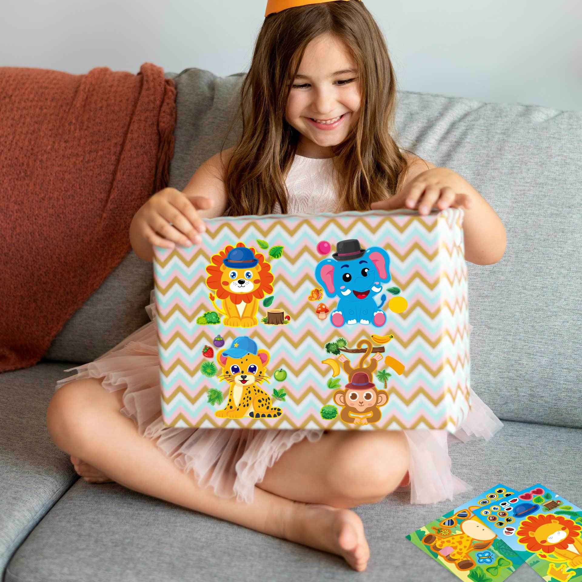 32 Sheets Cartoon Zoo Animals Make Your Own Stickers for Kids - TTpen