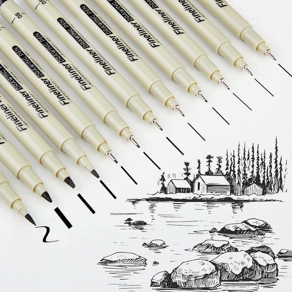 SHANDS 12-Pack Black Ink Fineliner Drawing Pens