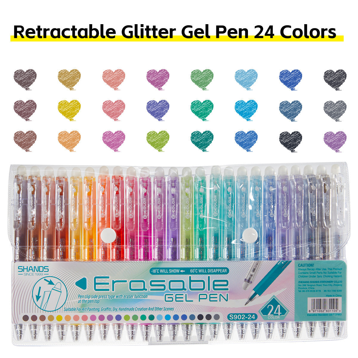SHANDS 12/24/36 Colors Click Erasable Gel Pens