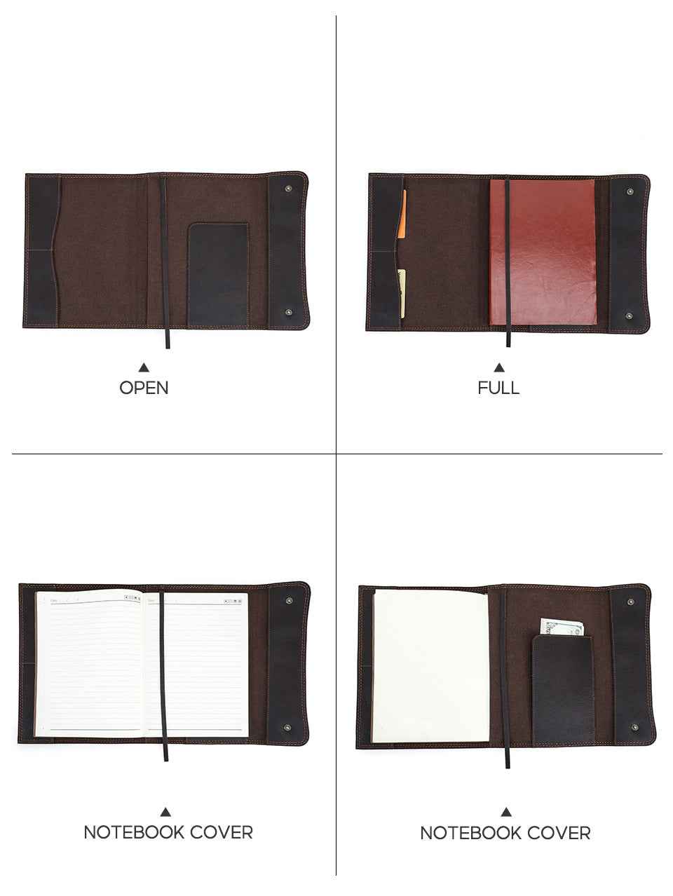 A5 Leather Journal Cover Notebook Protector with Pocket