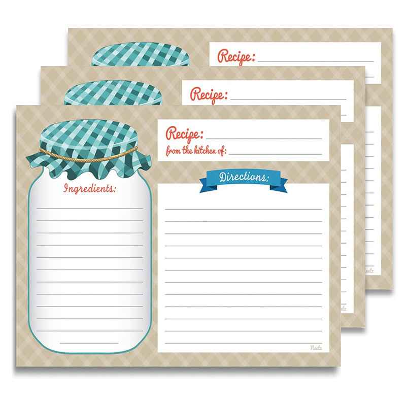 25 Double Sided Recipe Cards 4 x 5.5 Inch - TTpen