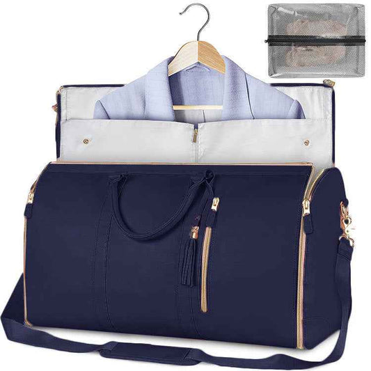 Large PU Leather Foldable Garment Duffle Travel Bag with Shoe Pouch