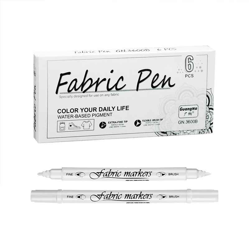 Guangna 6Pcs Fabric Markers Double Ended White Black Color - TTpen