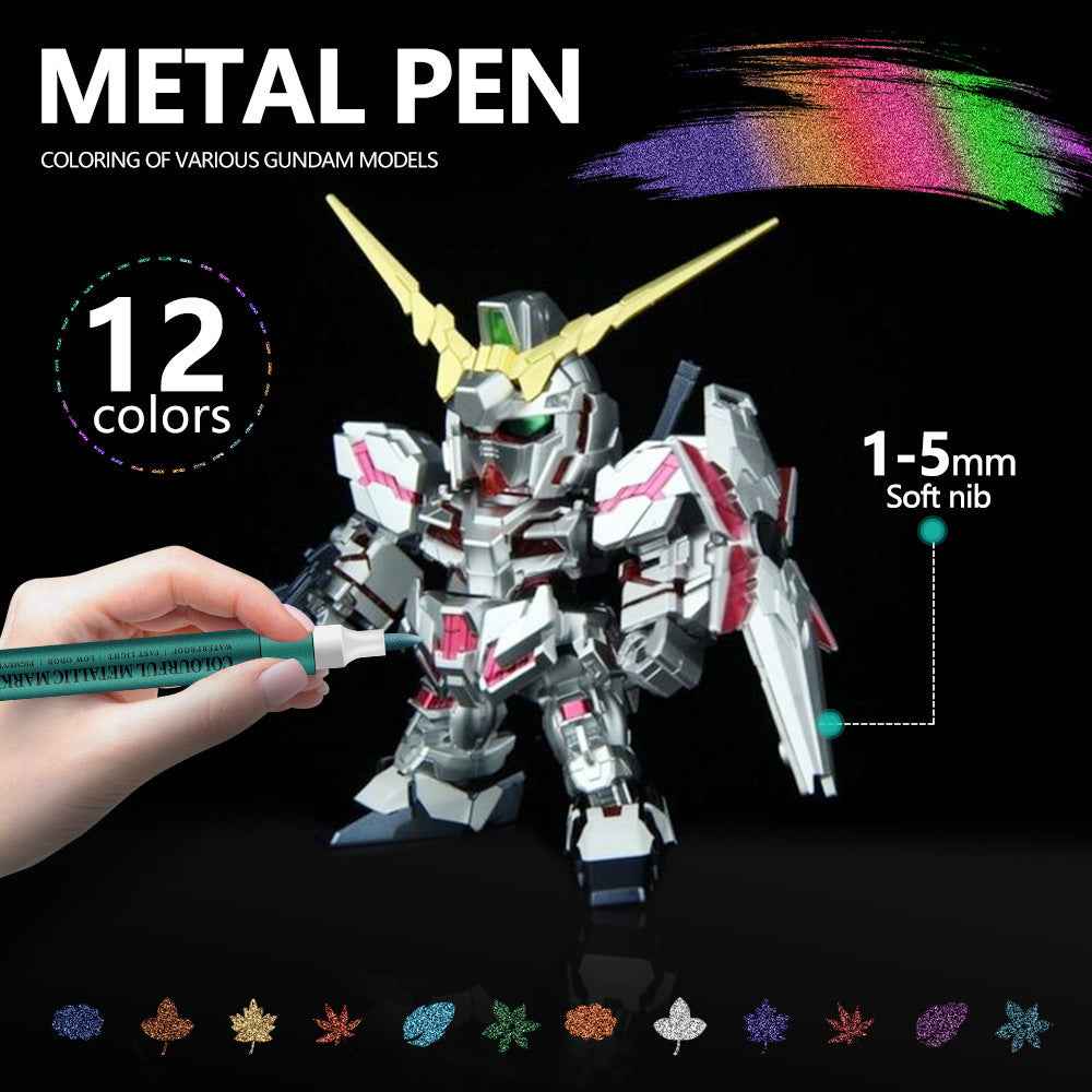 12 Colors Metallic Soft Brush Acrylic Paint Markers