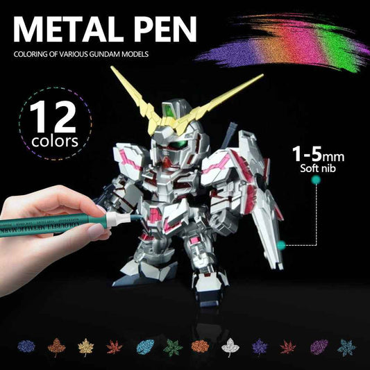 12 Colors Metallic Soft Brush Acrylic Paint Markers