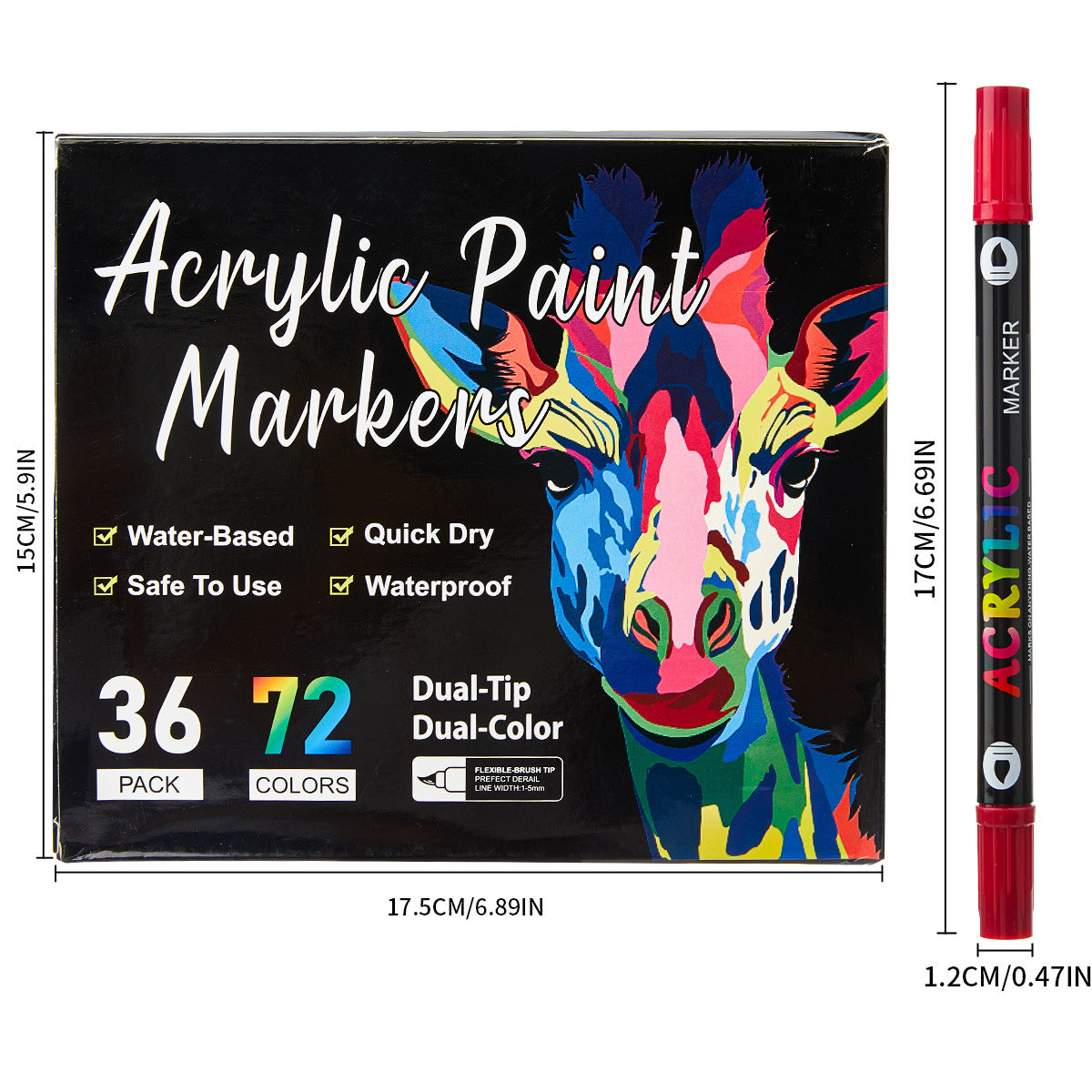 12-84 Pack 168 Colors Dual Brush Tip Acrylic Paint Markers