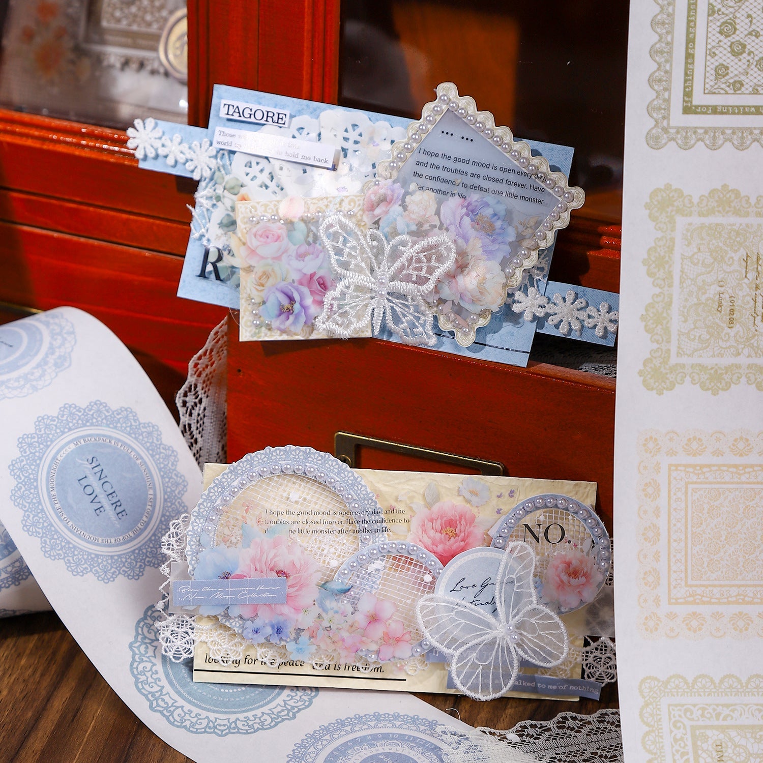 6 Roll Lace Border Washi Tape Set 65mm x 2m