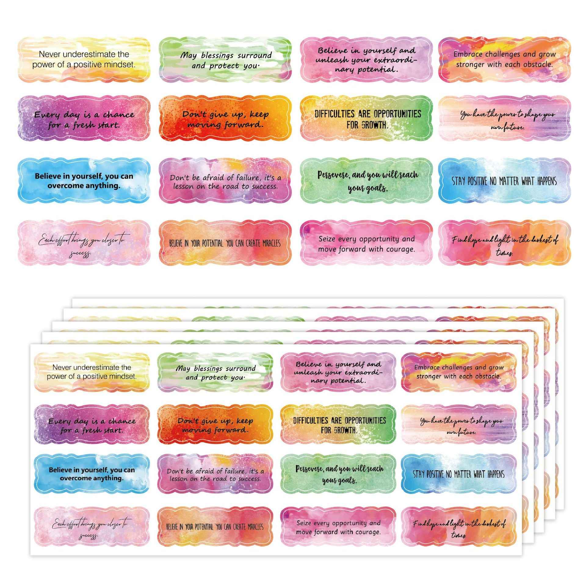 240 Sheets Motivational Inspirational Watercolor Stickers - TTpen