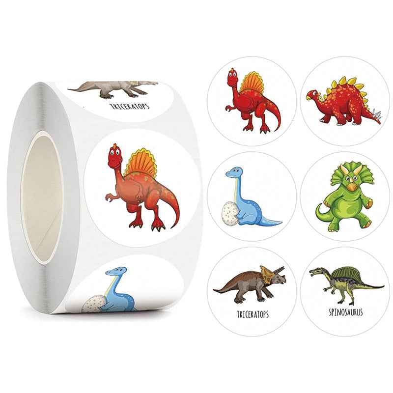 1500pcs Cartoon Dinosaur Stickers 3 Rolls,1 inch - TTpen
