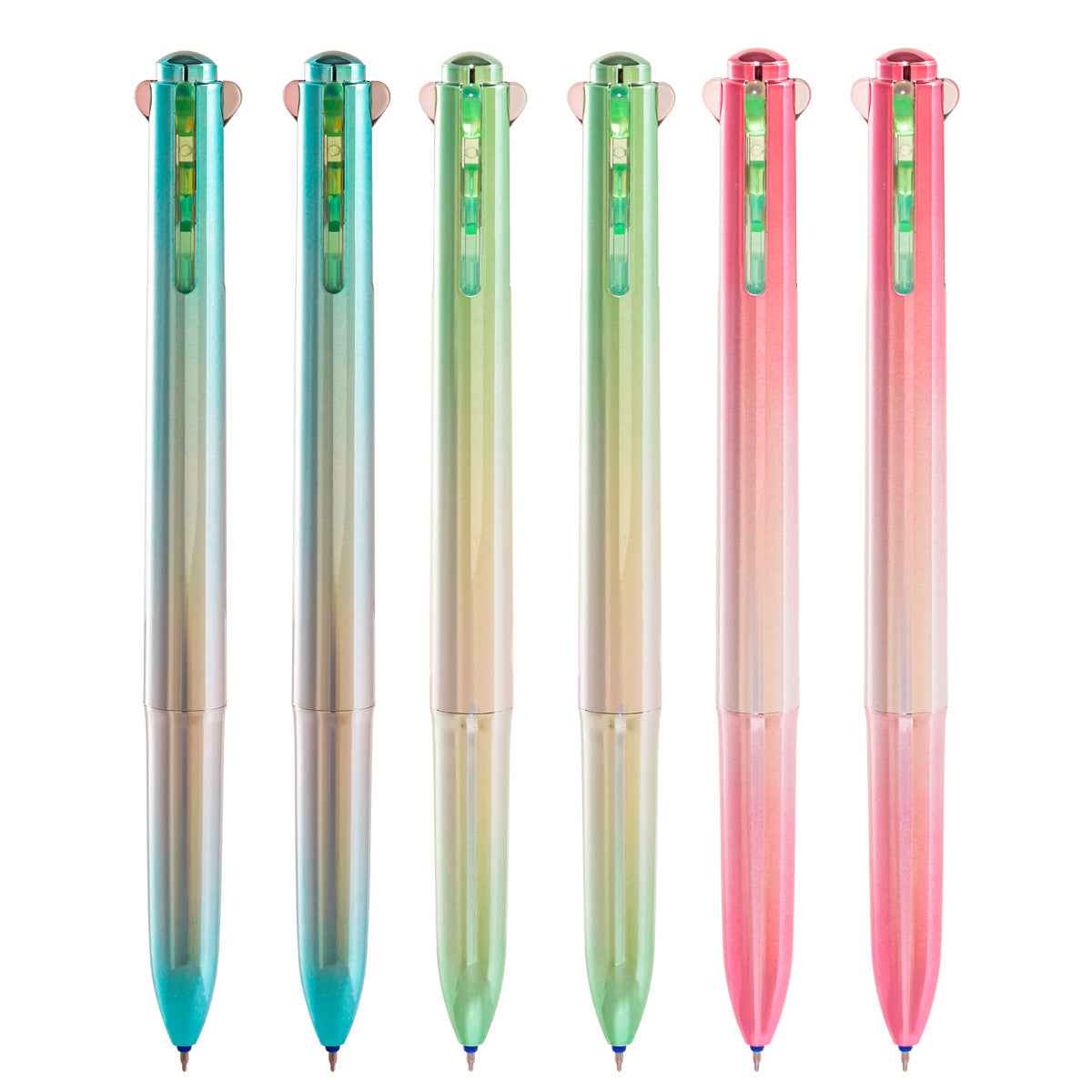 4in1 Multi-Function Click Pen – Black/Blue/Red/Green 0.5mm 6-Pack